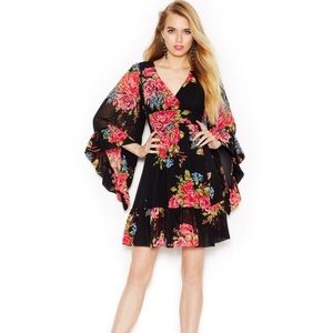 Betsey Johnson Long Sleeve Wrap Floral Boho Dress
